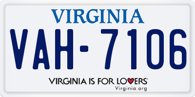 VA license plate VAH7106
