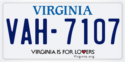 VA license plate VAH7107