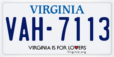 VA license plate VAH7113