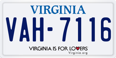 VA license plate VAH7116