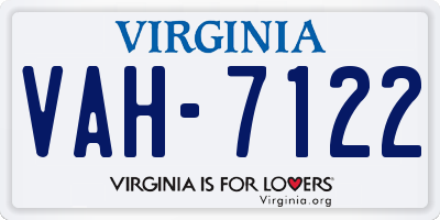 VA license plate VAH7122