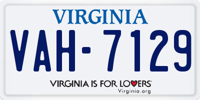 VA license plate VAH7129
