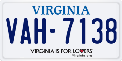 VA license plate VAH7138