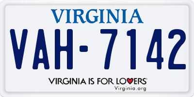 VA license plate VAH7142