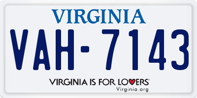 VA license plate VAH7143