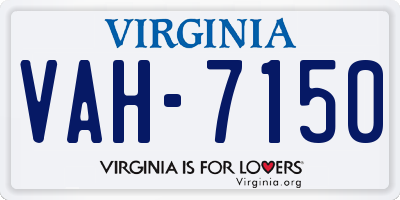 VA license plate VAH7150