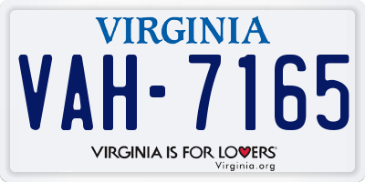 VA license plate VAH7165