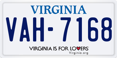 VA license plate VAH7168