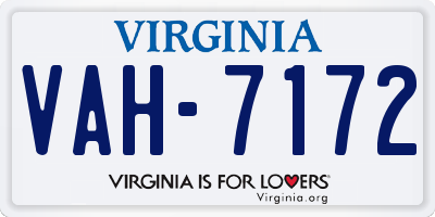 VA license plate VAH7172