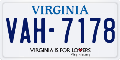 VA license plate VAH7178