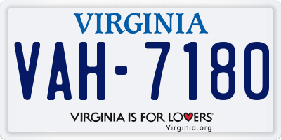 VA license plate VAH7180
