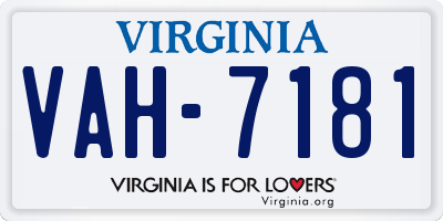 VA license plate VAH7181