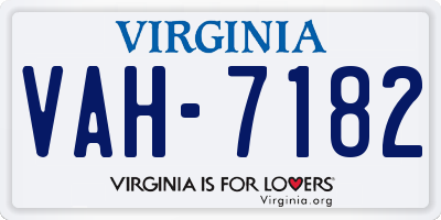 VA license plate VAH7182