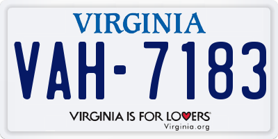 VA license plate VAH7183