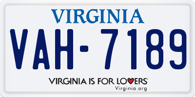 VA license plate VAH7189