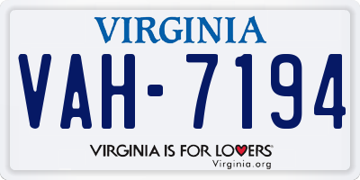 VA license plate VAH7194