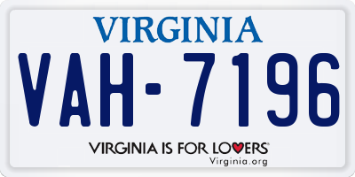 VA license plate VAH7196