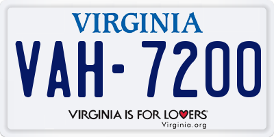 VA license plate VAH7200