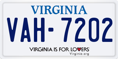 VA license plate VAH7202