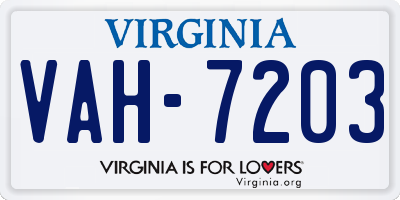 VA license plate VAH7203