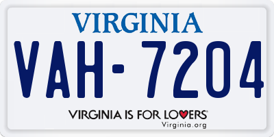 VA license plate VAH7204