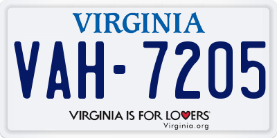 VA license plate VAH7205