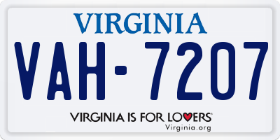 VA license plate VAH7207