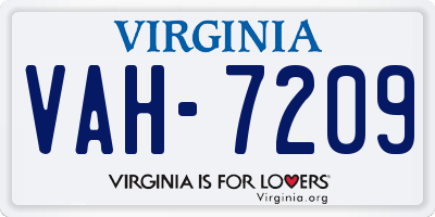 VA license plate VAH7209