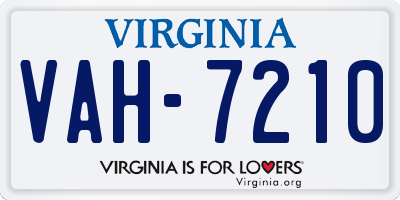 VA license plate VAH7210