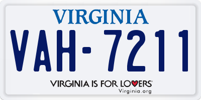 VA license plate VAH7211