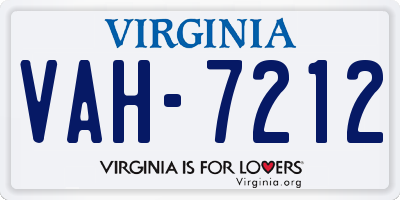 VA license plate VAH7212