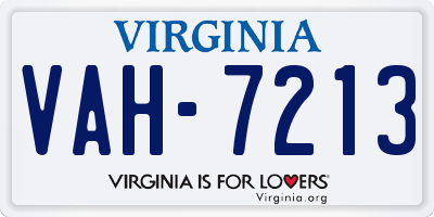 VA license plate VAH7213