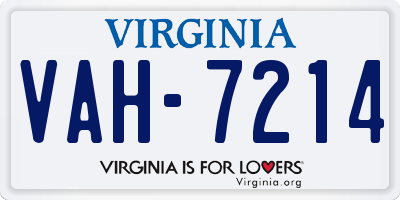 VA license plate VAH7214