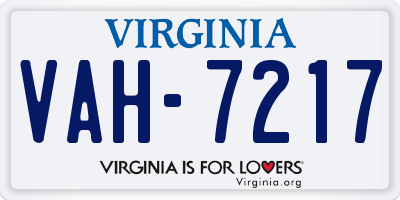 VA license plate VAH7217