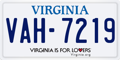 VA license plate VAH7219