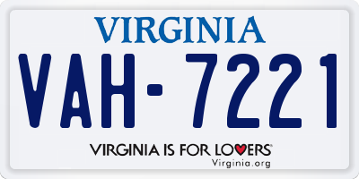 VA license plate VAH7221