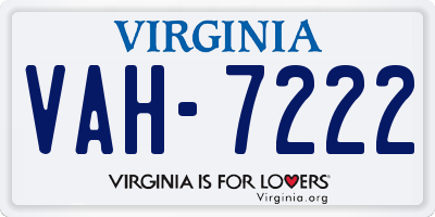 VA license plate VAH7222