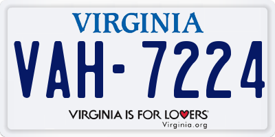 VA license plate VAH7224