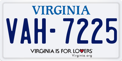 VA license plate VAH7225