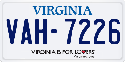 VA license plate VAH7226