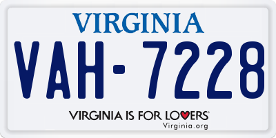 VA license plate VAH7228