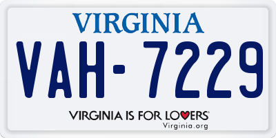 VA license plate VAH7229