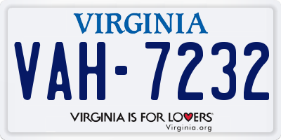 VA license plate VAH7232