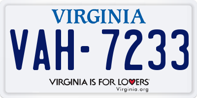 VA license plate VAH7233