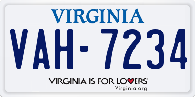 VA license plate VAH7234