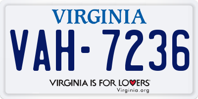 VA license plate VAH7236