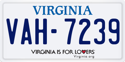 VA license plate VAH7239