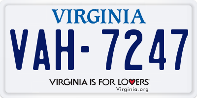 VA license plate VAH7247