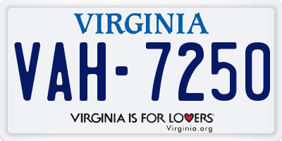VA license plate VAH7250