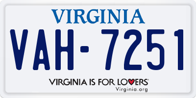 VA license plate VAH7251